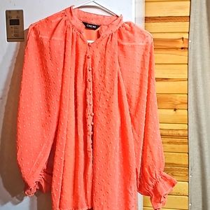 Chic Me Brand long sleeve button front collared blouse 👚 ✨️ Large Peach 🍑